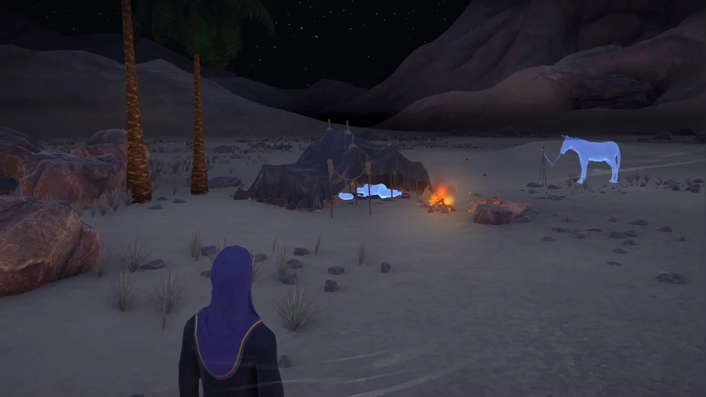 A Chronicle scene: a night camp in ancient Arabia